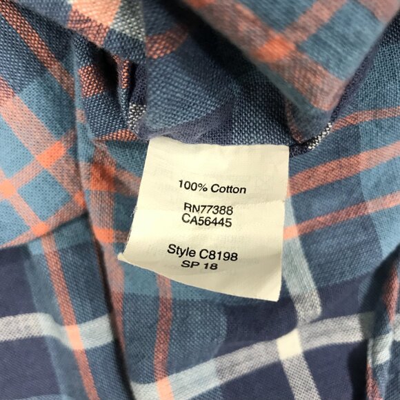J Crew Shirt Men's XL Blue Orange Plaid Button Down Long Sleeve Pocket Cotton - Picture 4 of 12